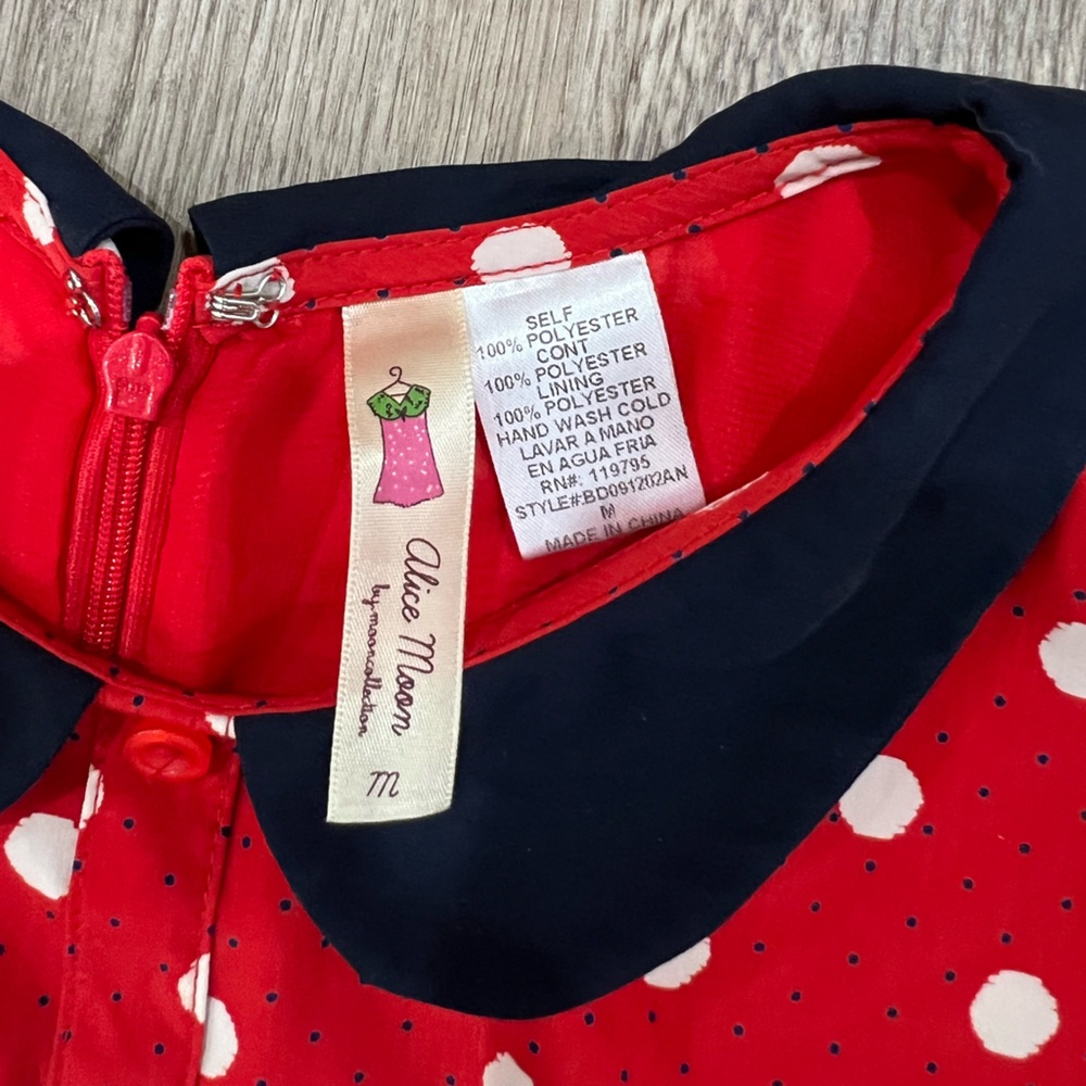 Alice Moon Red and Navy Polka Dot Dress - Picture 2 of 2